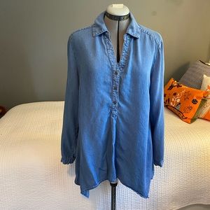 Style & Co Chambray Handkerchief Hem Top (L)